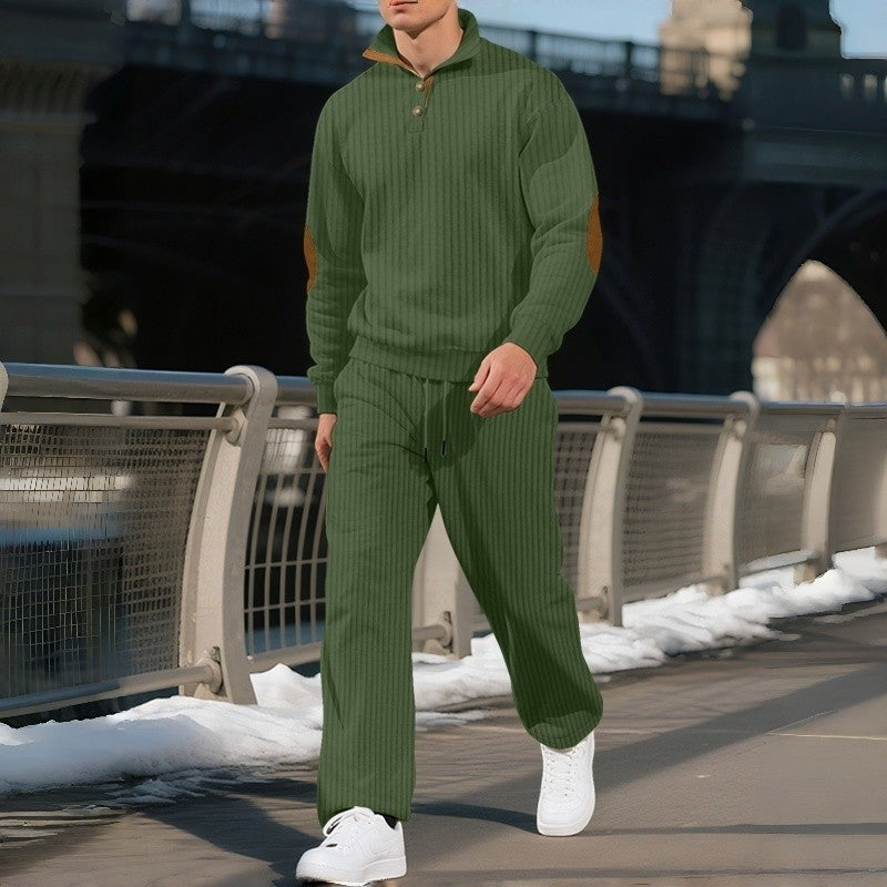 Stand Collar Jacquard Ribbed Knit Sweater