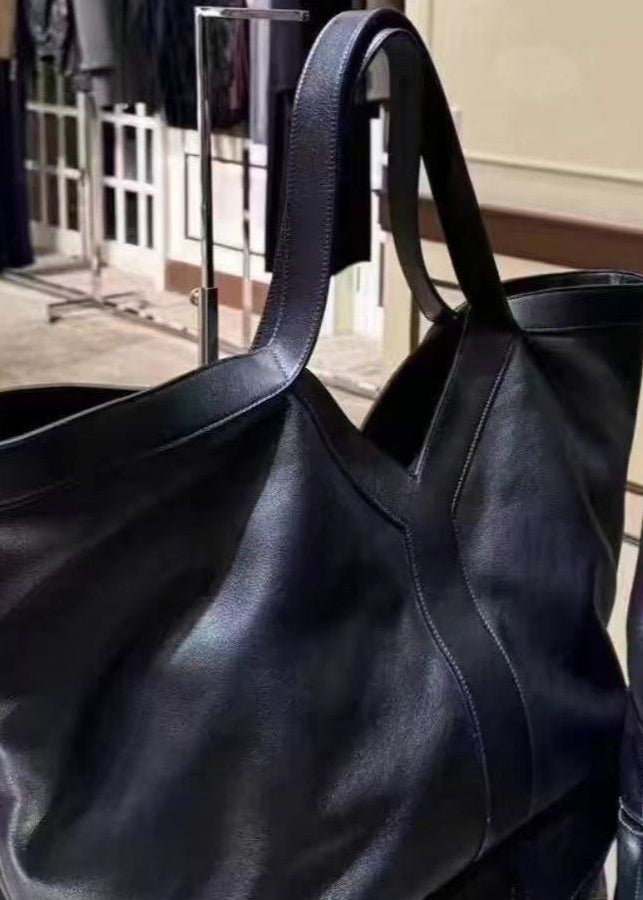 Oversized Leather Tote Bag With Structured Handles