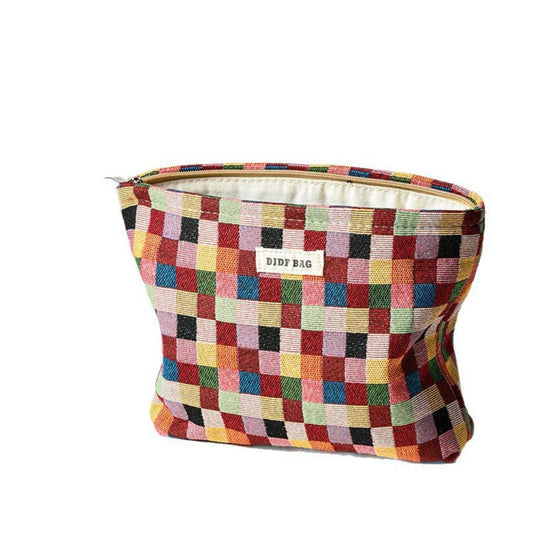 Cosbai - Vintage Colorful Patchwork Clutch Bag With Zipper