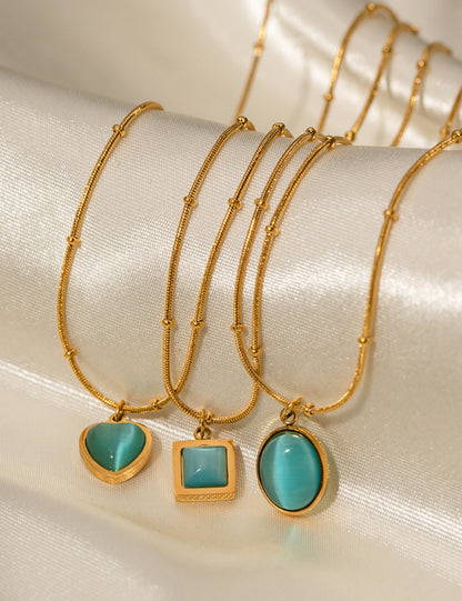 Blue Gemstone Square Necklace