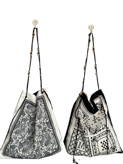 Cosbai - Boho Shoulder Bag Featuring Dual-sided Prints