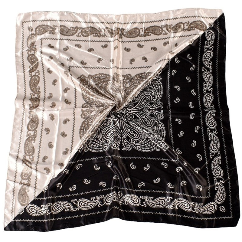 Paisley Print Satin Square Hair Scarf