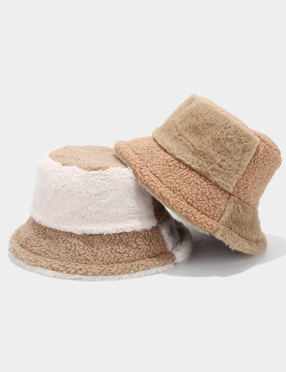 Trendy Color Block Thermal Wool Bucket Hat