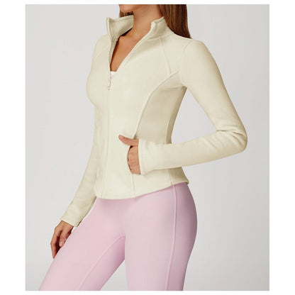 Solid Color Slim Fit Fleece Jacket