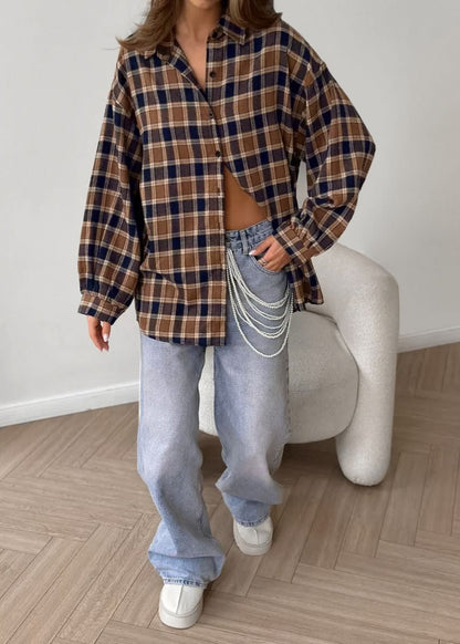 Oversized Cotton Polyester Flannel Button Up Shirt