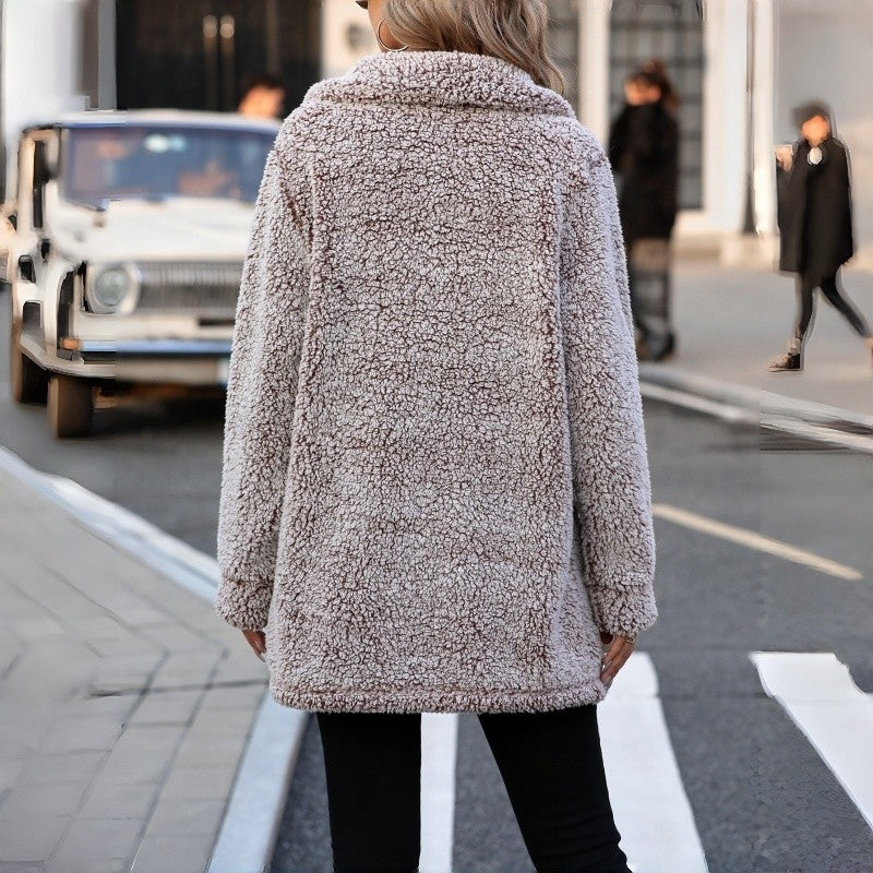 Relaxed Lapel Button Front Long Cardigan Coat