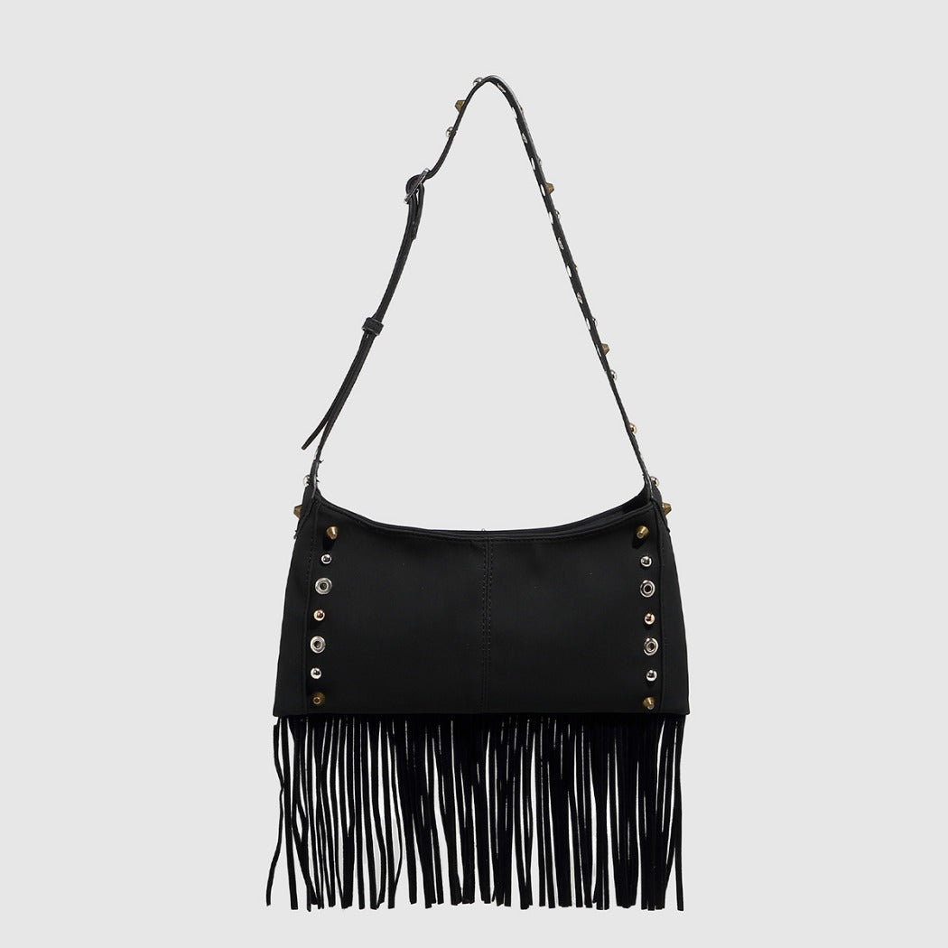 Cosbai - Boho Punk Fringe Shoulder Bag - Blod &amp; Classic