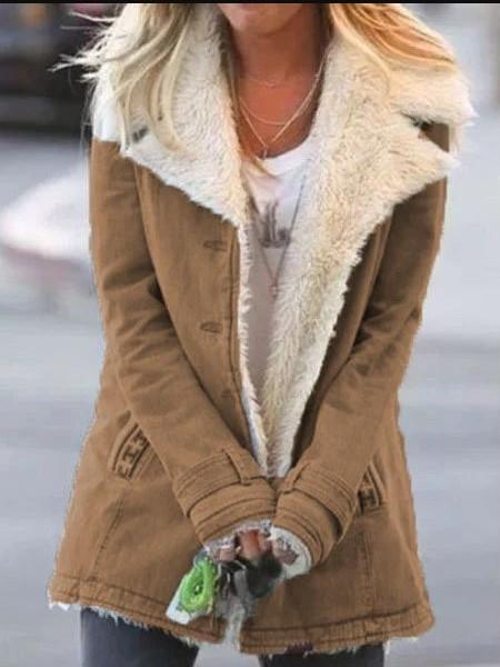 Warm Cotton Jacket With Long Sleeves And Plush In Autumn And Winter