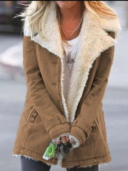 Warm Cotton Jacket With Long Sleeves And Plush In Autumn And Winter