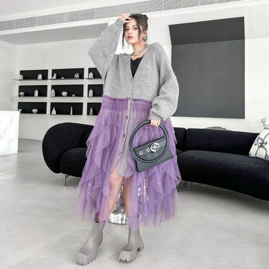 Knit Mesh Sweater Dress
