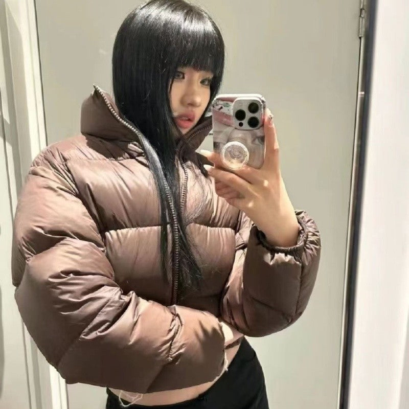 Solid Color Cotton Polyester Padded Jacket Stand Collar