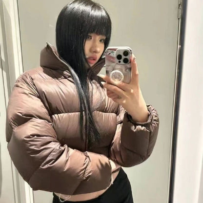 Solid Color Cotton Polyester Padded Jacket Stand Collar