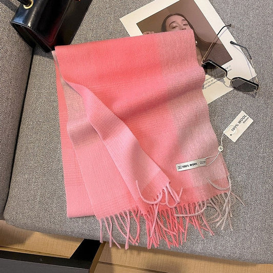 Color Block Plaid Wool Scarf