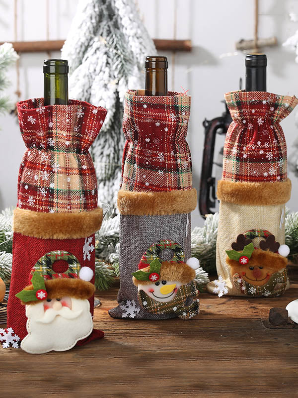 Christmas Checkered Split-Joint Wine Bags