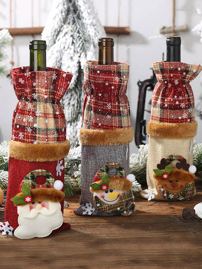 Christmas Checkered Split-Joint Wine Bags