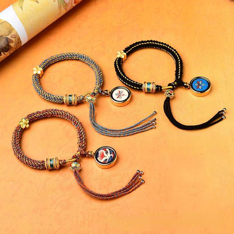 Hand-Painted Thangka Dharma Eye, God Of Wealth Eye, Tibetan Style Handwoven Bracelet
