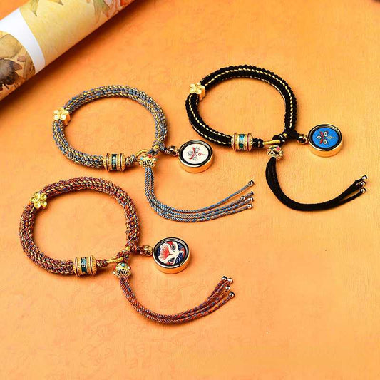 Hand-Painted Thangka Dharma Eye, God Of Wealth Eye, Tibetan Style Handwoven Bracelet