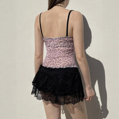 Vesty - Leopard Corset Tank Top with Bow
