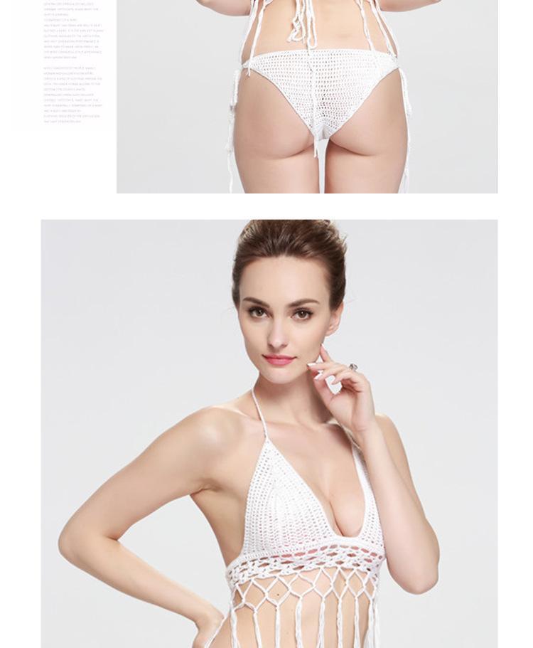 Sexy White Shell Split Swimsuit Hand Crocheted Bikini Set