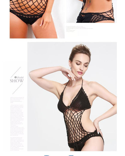 Sexy Crochet Mesh Swimsuit Suit Handmade One Piece