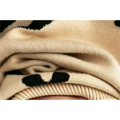 Leopard Print Long Sleeve Crew Neck Loose Sweater