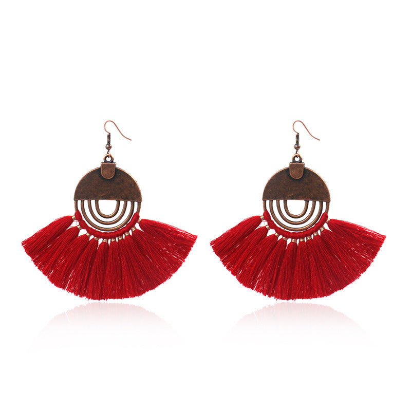 Bohemian Tassel Earrings Geometric Alloy Fashion Jewelry