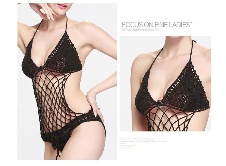 Sexy Crochet Mesh Swimsuit Suit Handmade One Piece