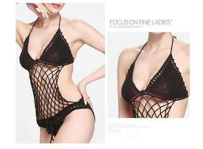Sexy Crochet Mesh Swimsuit Suit Handmade One Piece