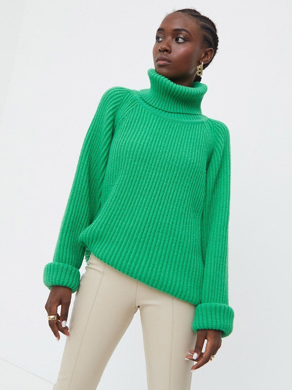 Casual 6 Colors High-Neck Long Sleeves Sweater Top