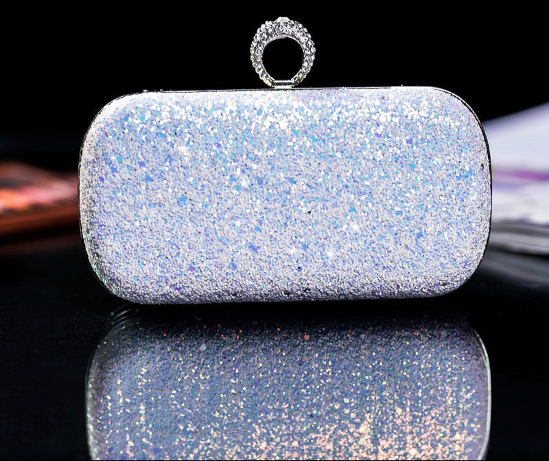 Sequin Evening Clutch Bag with Ring Handle