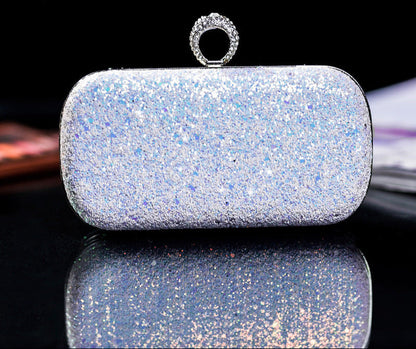 Sequin Evening Clutch Bag with Ring Handle