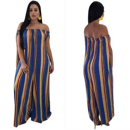 Loose Casual Off Shoulder Wide Leg Pants Jumpsuit