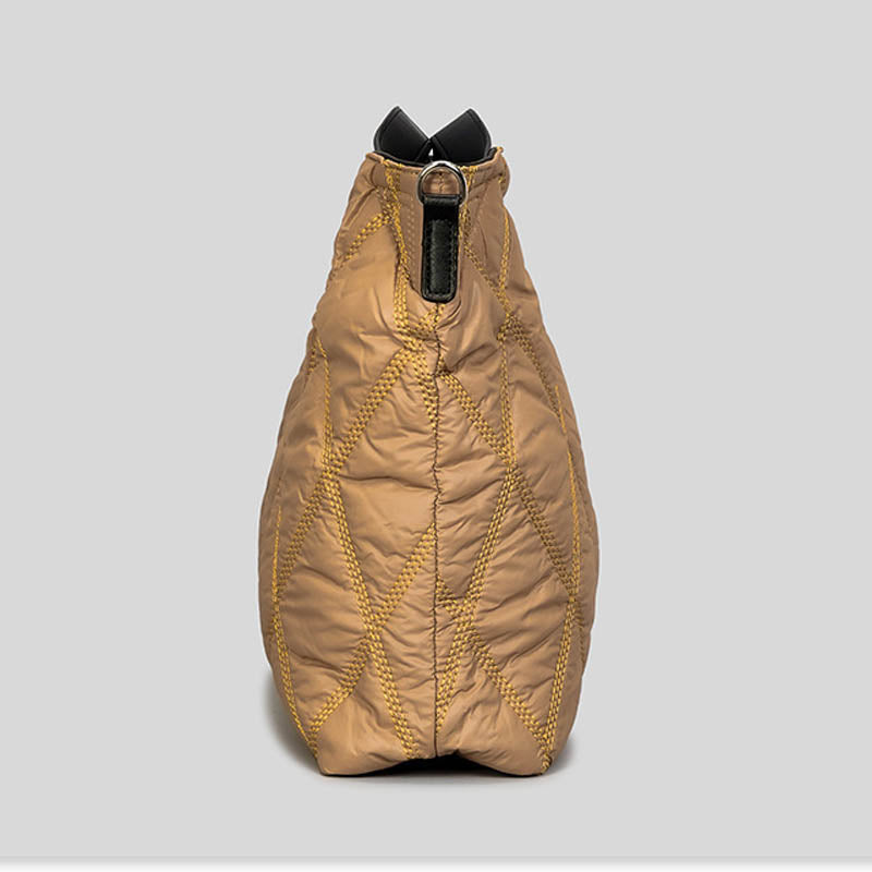 Trendy Solid Cotton Padded Tote Shoulder Bag
