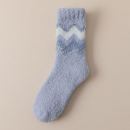 Rufia - Wavy Pattern Coral Fleece Socks