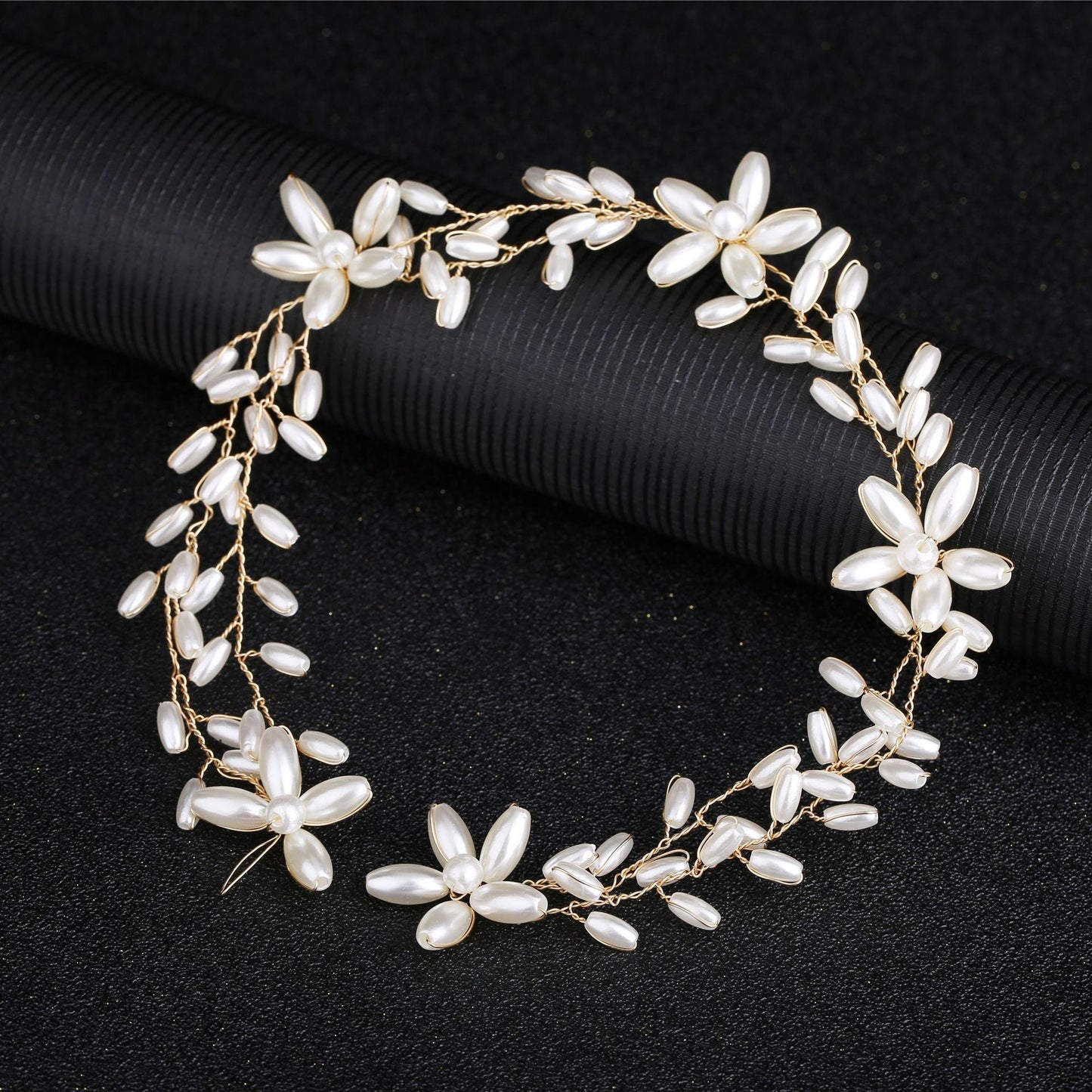 Elegant Handmade Pearl Twist Headband Hair Accessory For Brides