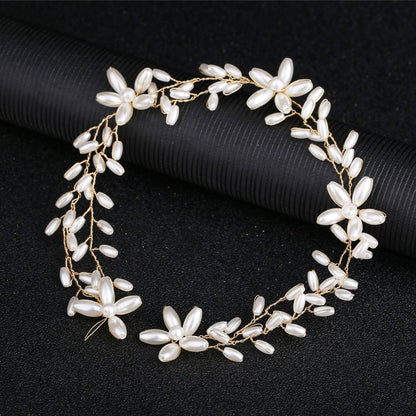 Elegant Handmade Pearl Twist Headband Hair Accessory For Brides
