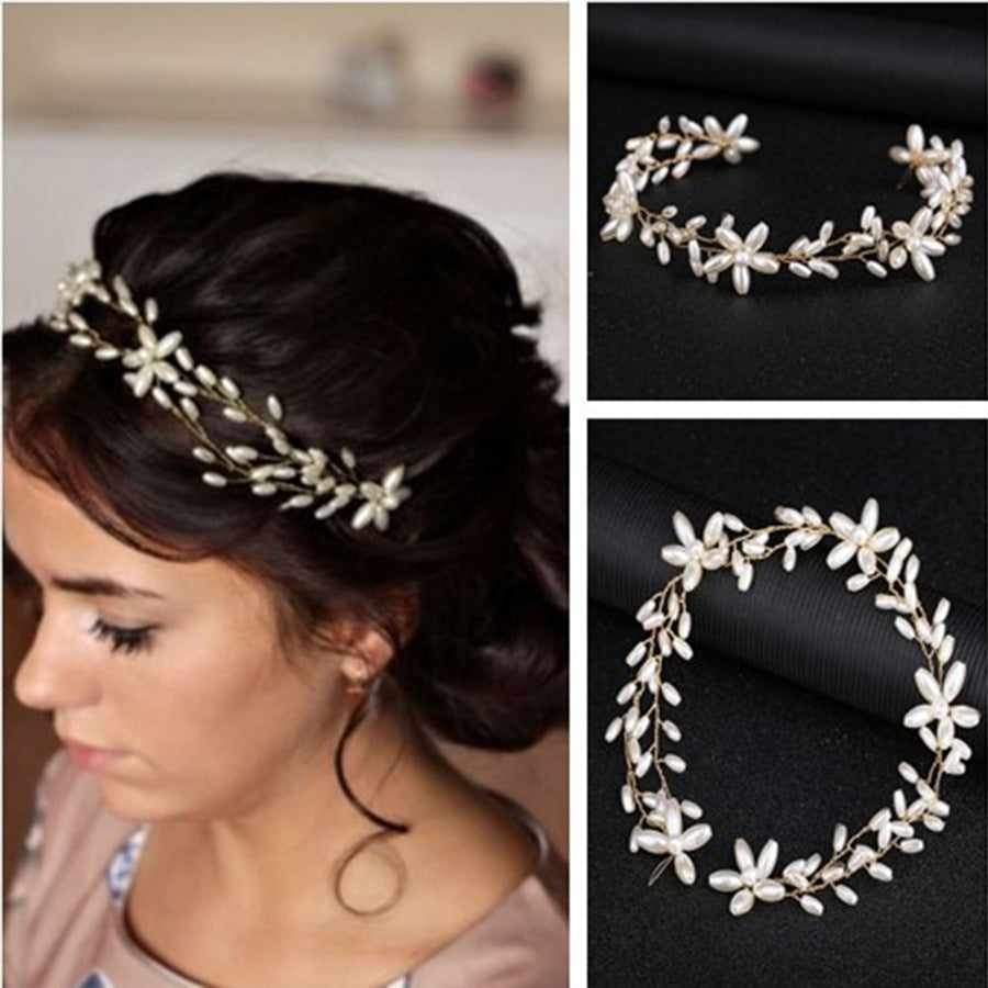 Elegant Handmade Pearl Twist Headband Hair Accessory For Brides