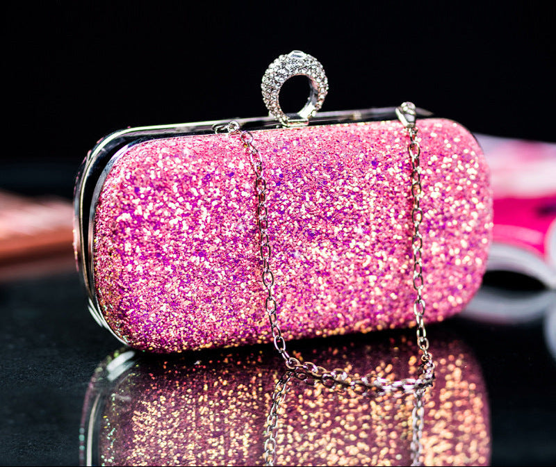 Sequin Evening Clutch Bag with Ring Handle
