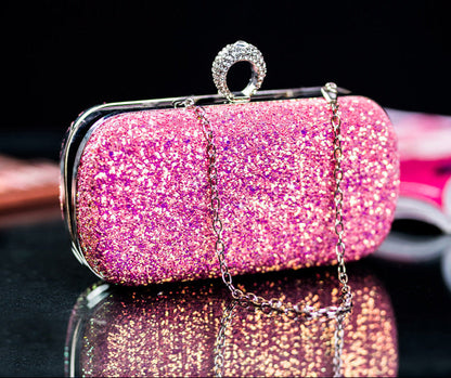 Sequin Evening Clutch Bag with Ring Handle