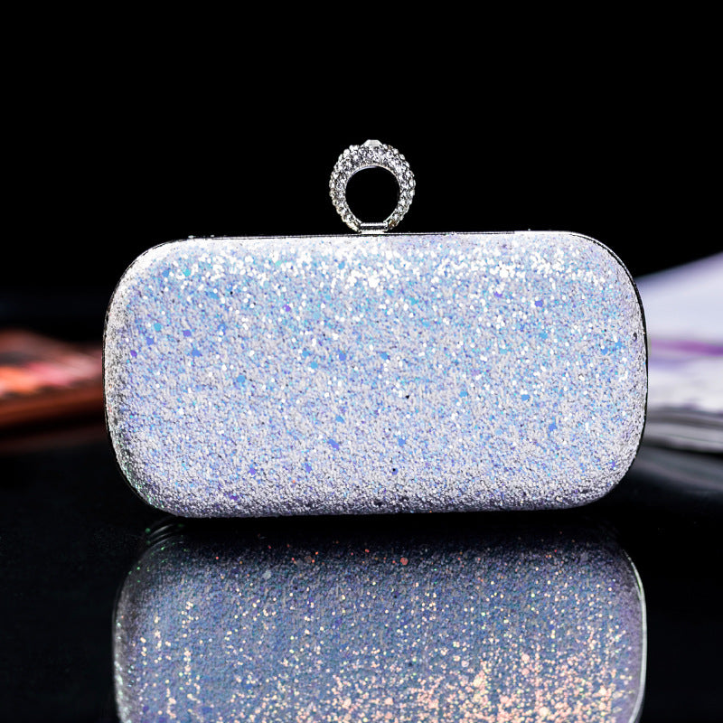 Sequin Evening Clutch Bag with Ring Handle