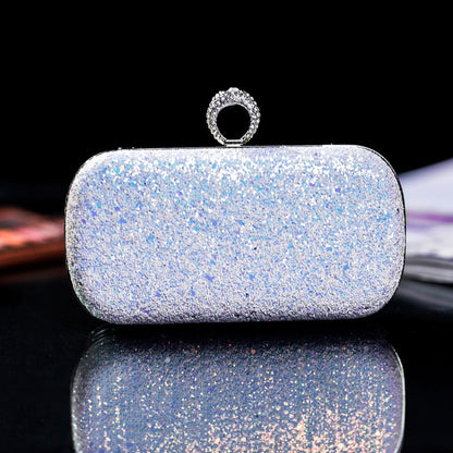 Sequin Evening Clutch Bag with Ring Handle