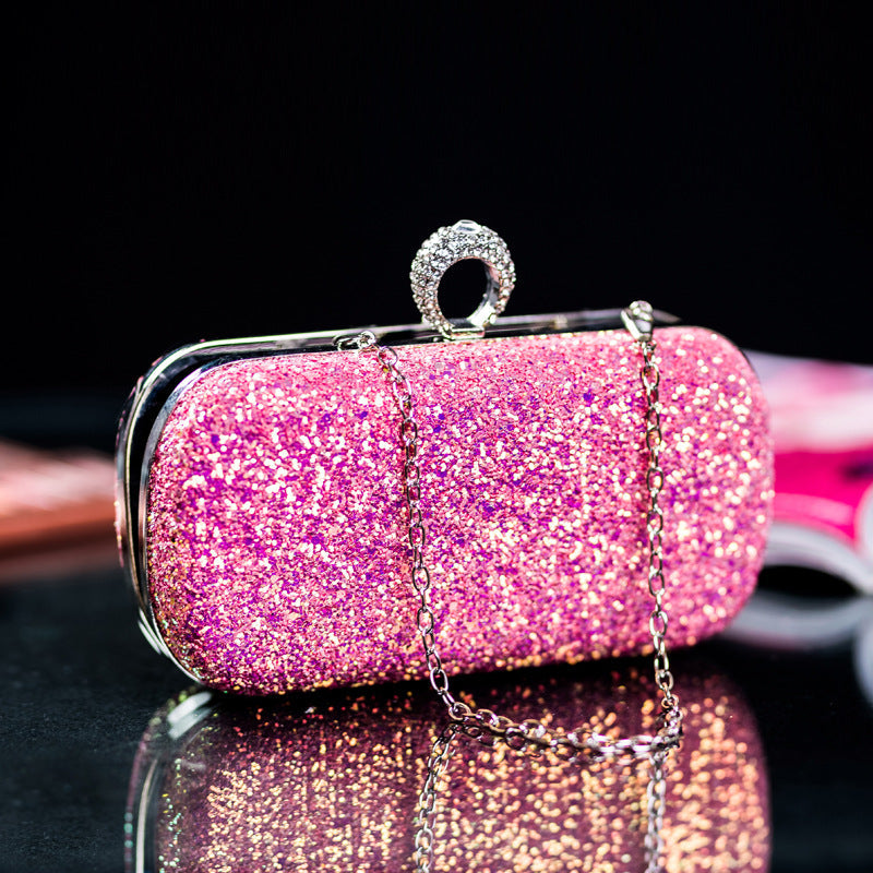 Sequin Evening Clutch Bag with Ring Handle