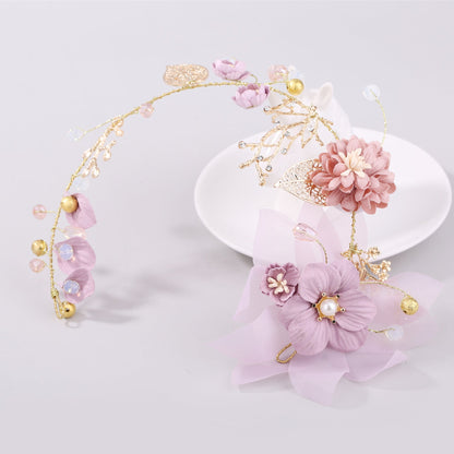 Gold Leaf Purple Bridal Headpiece Handmade Floral Hair Accessory