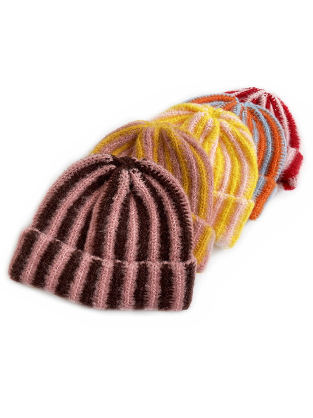 Haila - Color-block Striped Cuffed Knitted Beanie - Warm &amp; Stylish