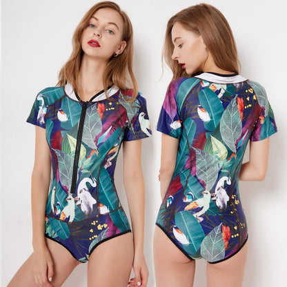 Connected Surfing Suit Short Sleeve Women Swimming Suit Hot Spring Swimming Suit