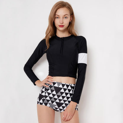 Split Long-Sleeved Surfing Suit Female Swimsuit Hot Spring Bikini