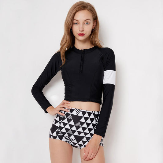 Split Long-Sleeved Surfing Suit Female Swimsuit Hot Spring Bikini