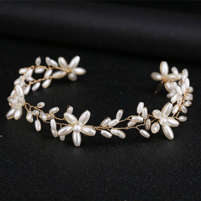 Elegant Handmade Pearl Twist Headband Hair Accessory For Brides