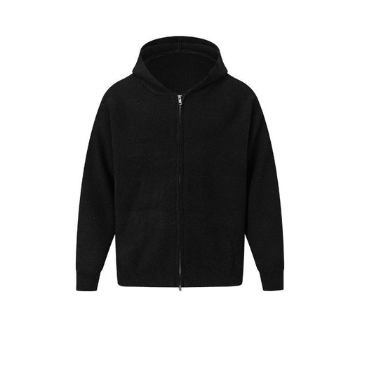 Solid Color Loose Zip Knit Sweater