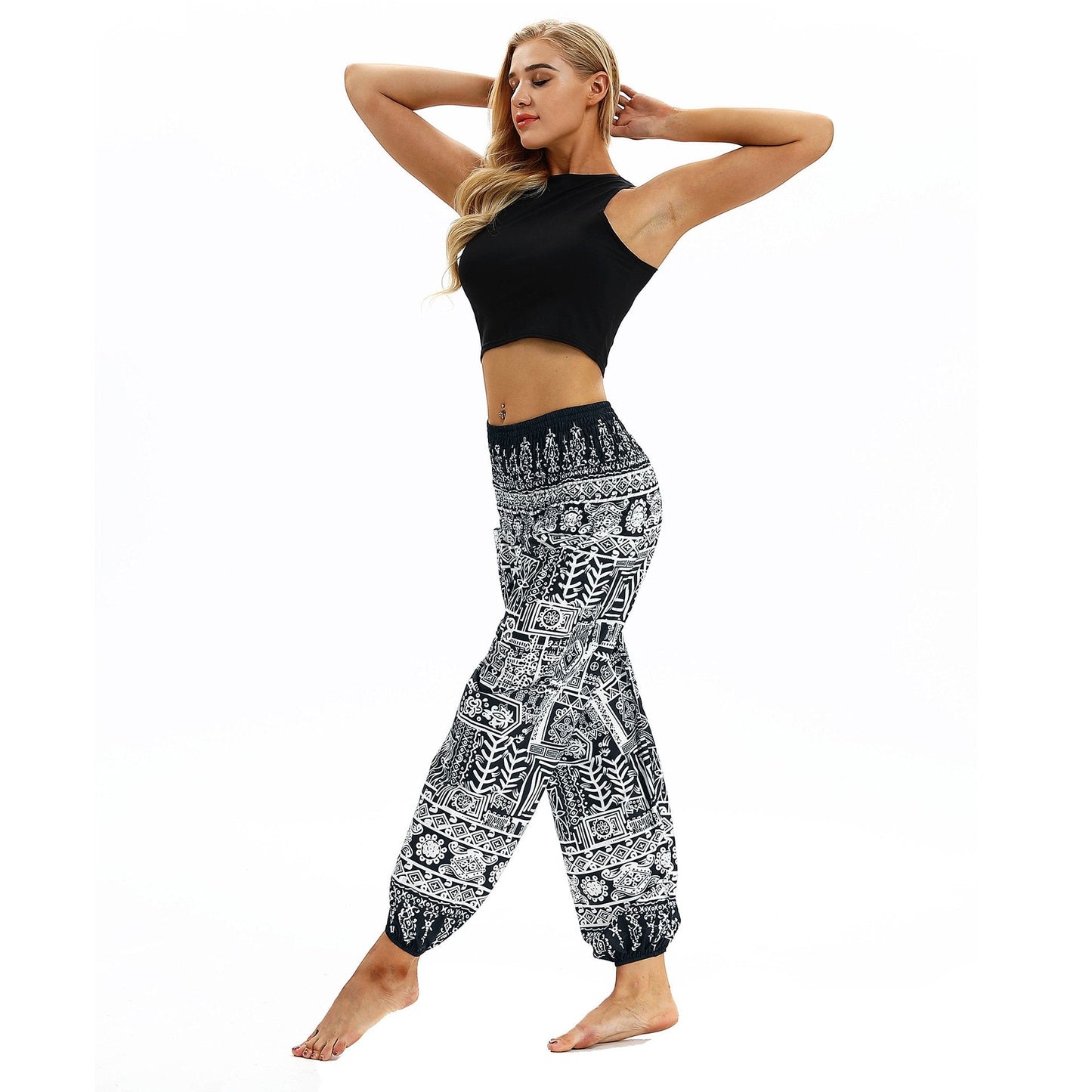 Printed Belly Dance Pants Women Loose Casual Yoga Pants